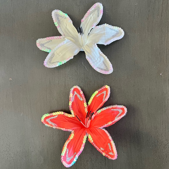 Bright Orange Aurora Sequin Silk Tiger Lily Floral Flower 5" Alligator Hair Clip - Picture 2 of 5